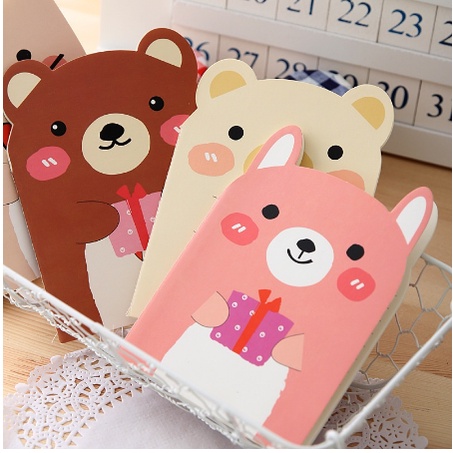 B8076 Buku Tulis Mini Motif Beruang / Note Book Mini Animal / Buku Tulis Kecil Cute Animal Berkuping