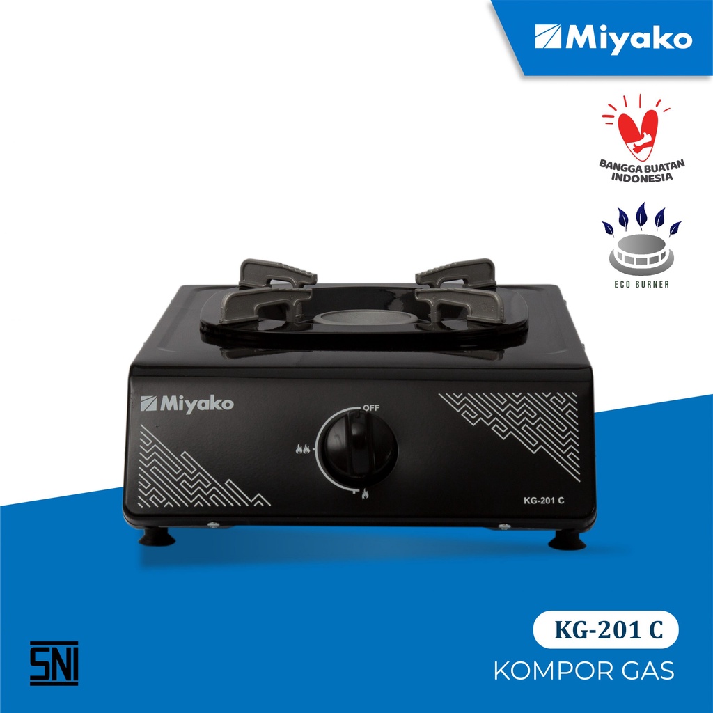 MIYAKO KG-201C Kompor Gas 1 Tungku + (Selang &amp; Regulator + Gas 3Kg)