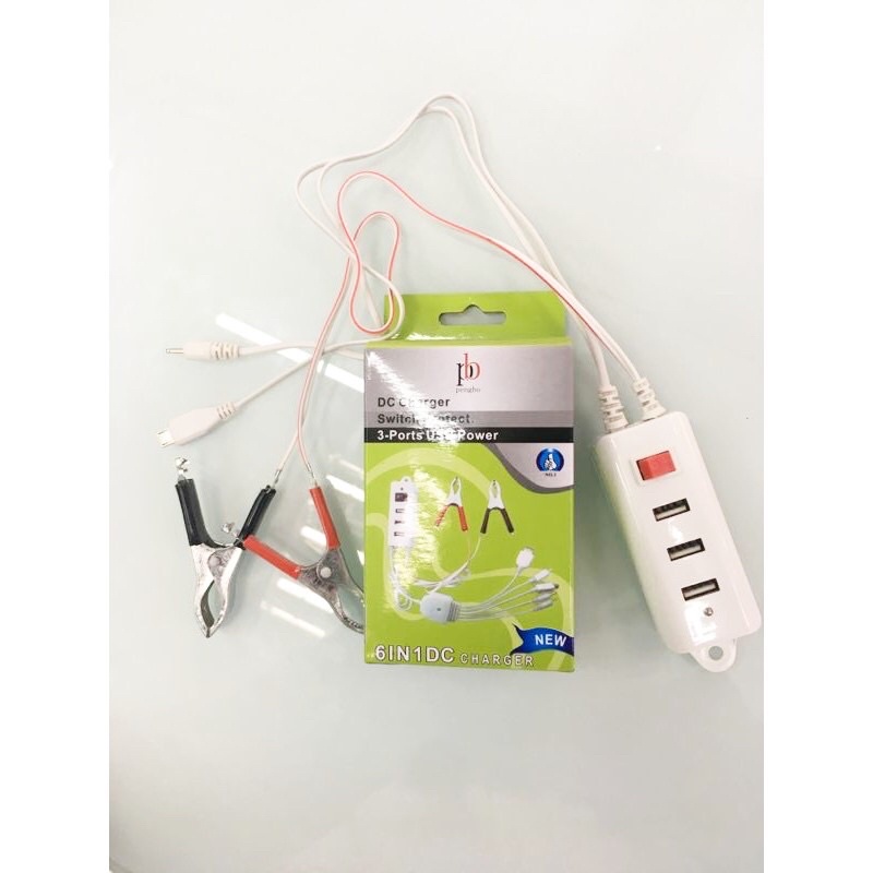 2IN1 DC CHARGER - Charger Aki Motor 2in1 3USB Pack Hijau