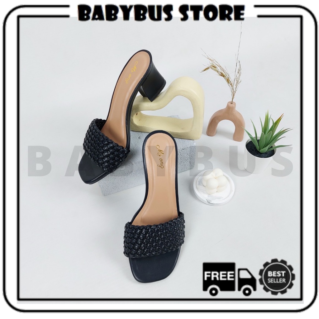 BBS MSH 02 Sandal High Heels Hak Tahu Kepang Wanita Impor Murah
