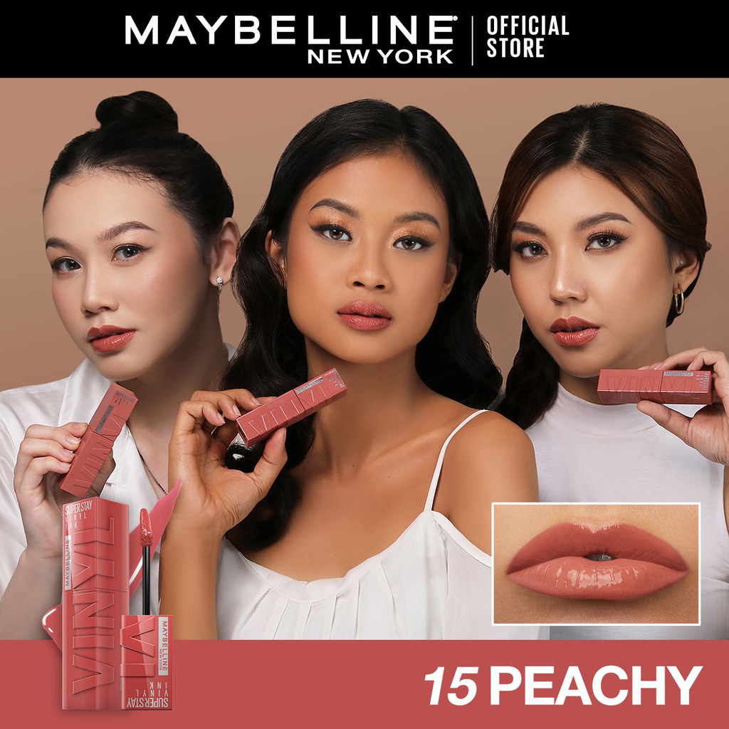 Maybelline Superstay Vinyl Ink 4.2ml - Liquid Lipstik Lipstick Make Up Lipcream Viral Ready Stock-15 Peachy