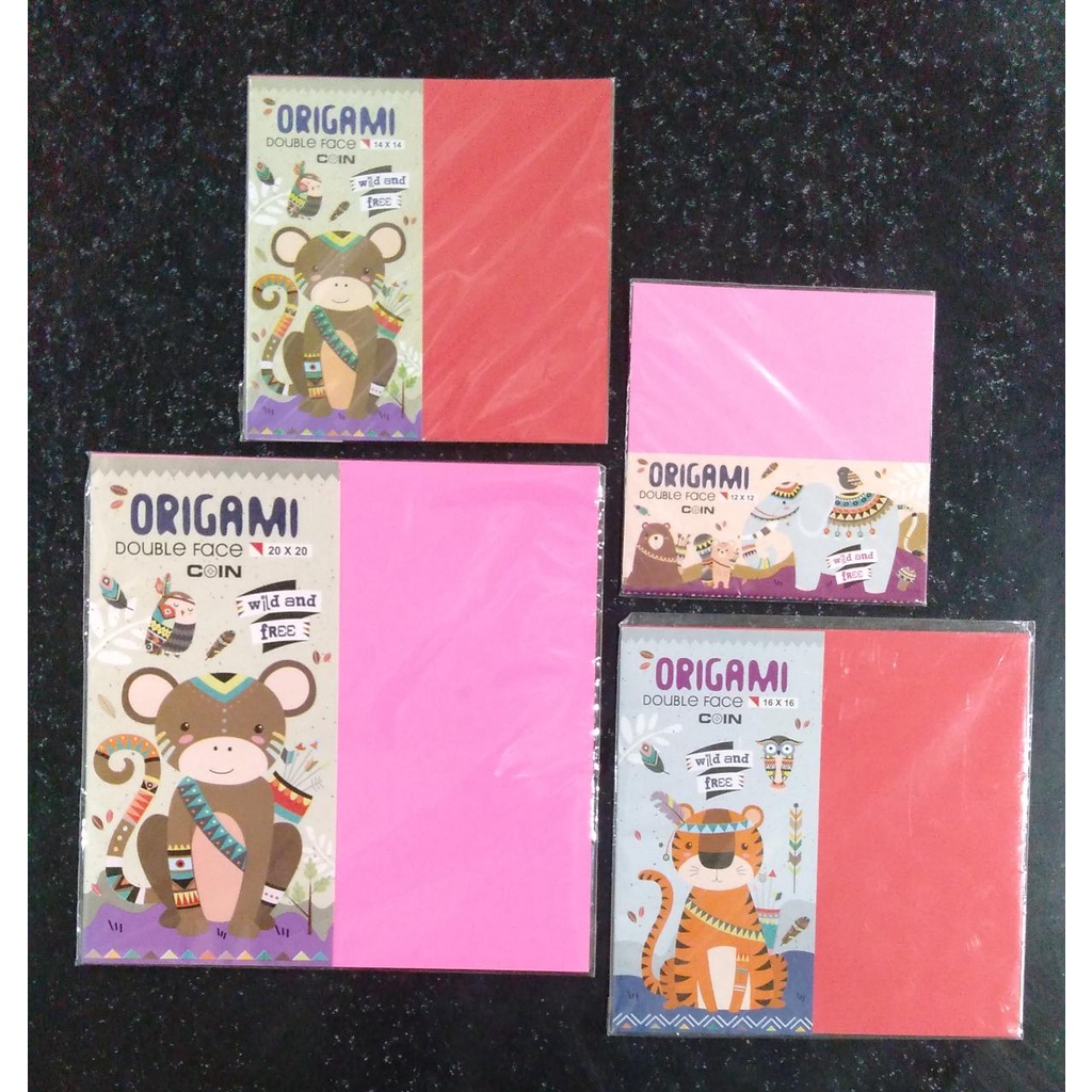 

Double Face ORIGAMI KERTAS LIPAT Warna Bolak balik / Pac isi 20 lembar
