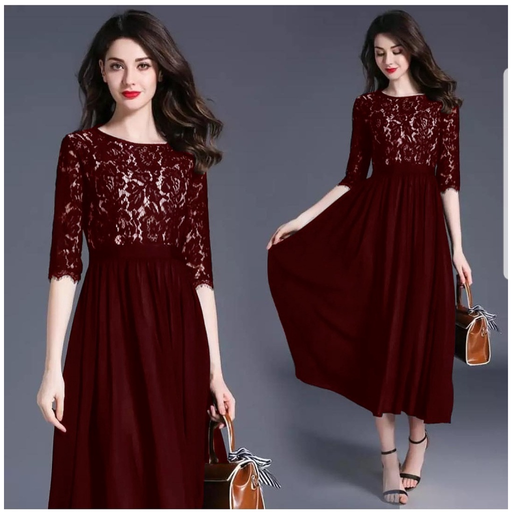 DRESS WANITA DEWASA / GAUN PEREMPUAN KEKINIAN TERBARU NATAL / DRESS ALEGRIA