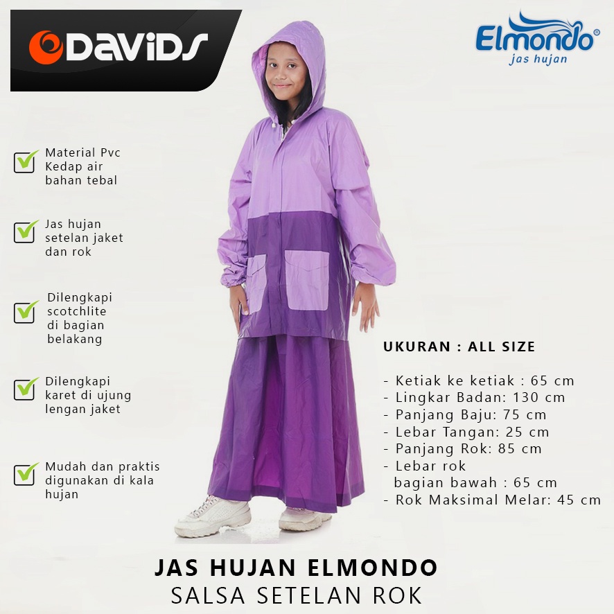 Jas Hujan Wanita Gamis Jaz Ujan Hijab Jass Perempuan Rok Mantel Salsa