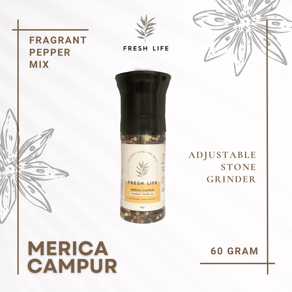 

Merica Campur (Fragrant Mix Pepper) dalam Botol Grinder Fresh Life 60 gr