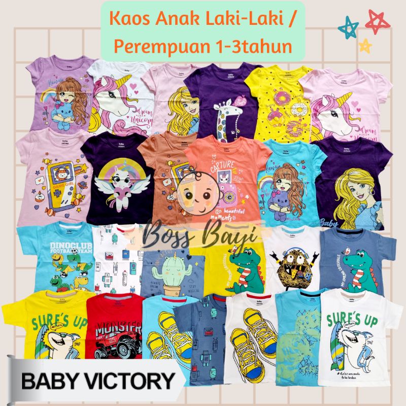 BABY VICTORY - Kaos Anak Laki-laki / Perempuan Lengan Pendek 1,2,3, tahun Group C