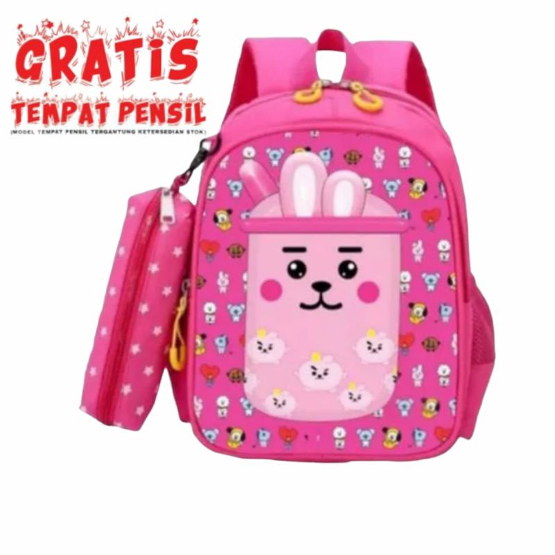 TAS SEKOLAH TK/SD TAS ANAK PEREMPUAN BOBA. FREE DOMPET