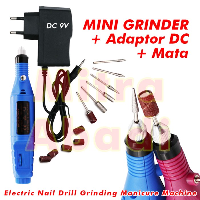 Mesin Mini Grinder Grafir Bor Potong Gerinda Ukir + Adaptor Dc + Mata