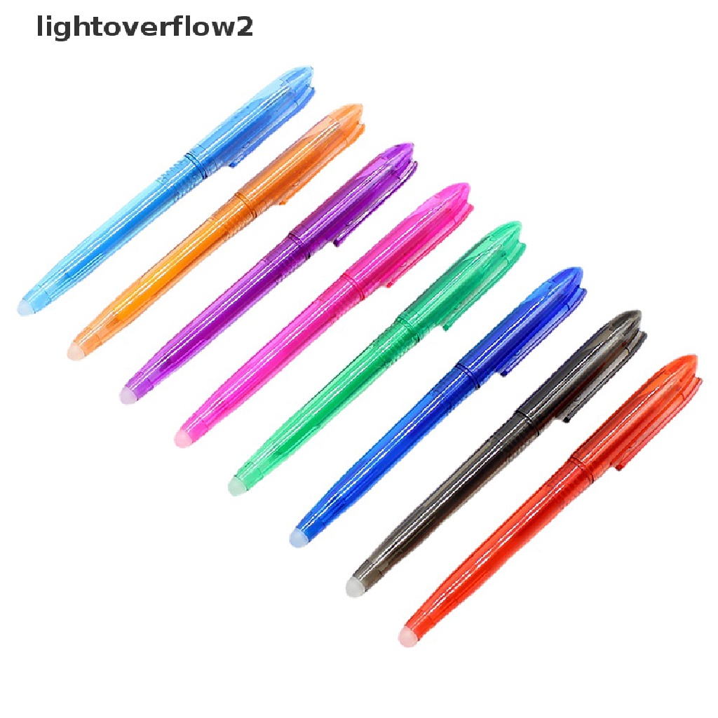 (lightoverflow2) 8 Warna / Refill Pulpen Gel 0.5mm Bisa Dihapus Untuk Sekolah