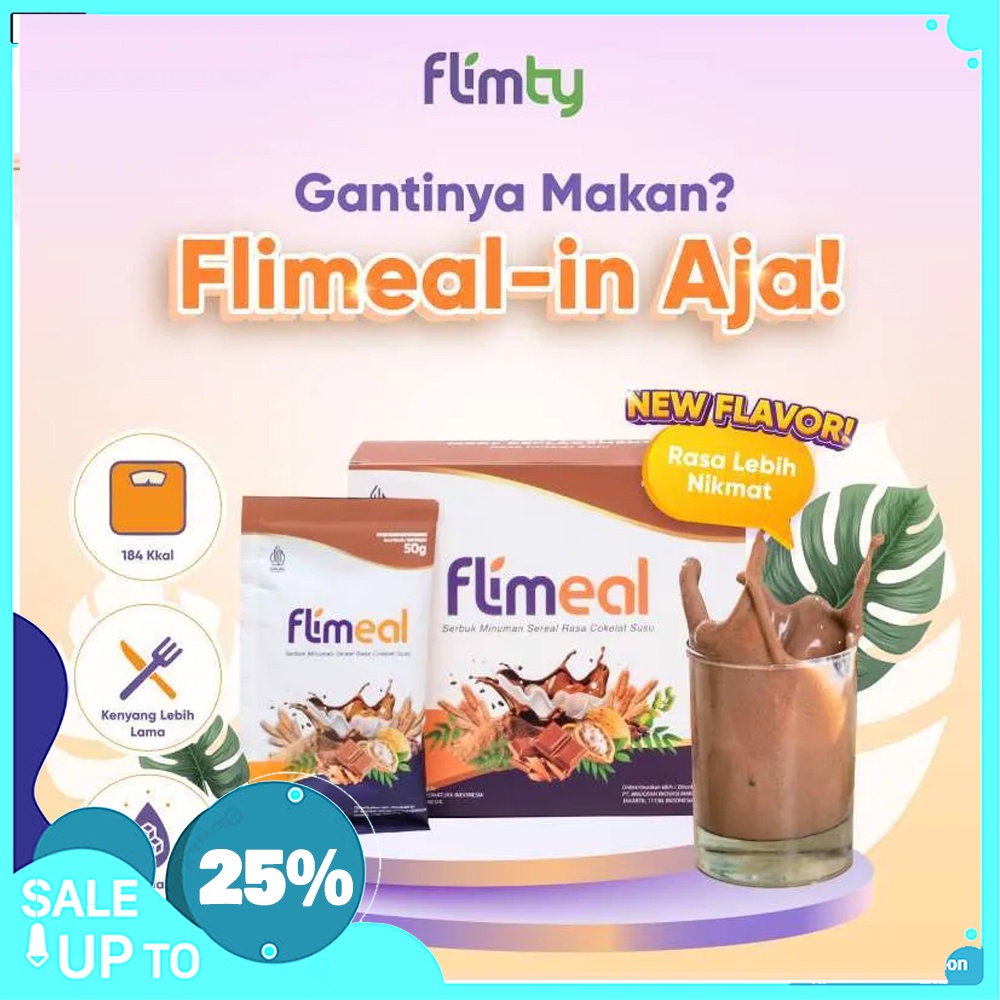 

Flimeal Meal Replacement rasa Coklat by Flimty - 1 Box isi 12 sachet HALAL MINUMAN DIET MEAL REPLACEMENT SASET