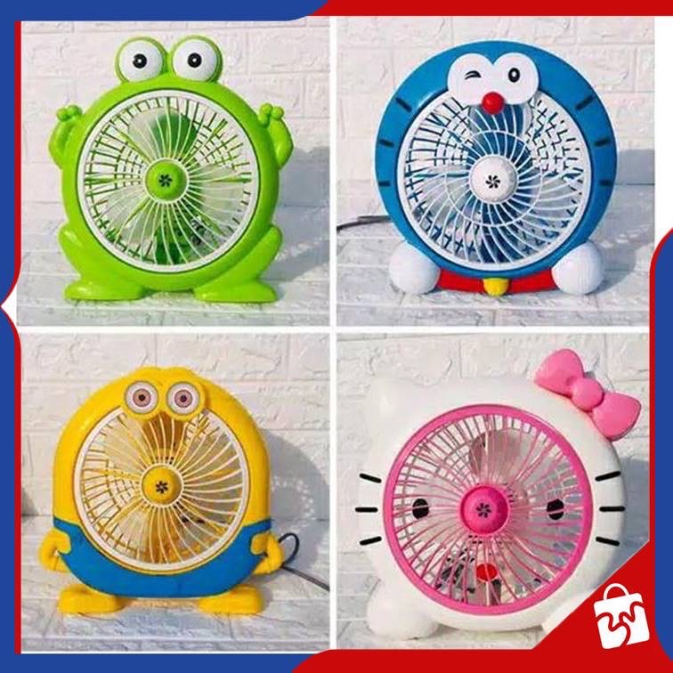 Mini Fan Wellhome Kartoon / Kipas Angin Listrik Wellhome Karakter Lucu