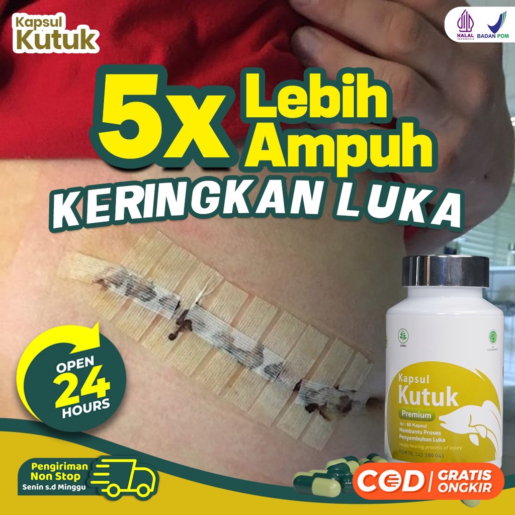 Paket Luka Kering 2 Botol Kapsul Kutuk - Kapsul Pengering Luka Diabet Ekstrak Albumin Ikan Gabus Percepat Penyembuhan Luka Pasca Operasi Sesar Caesar Luka Bakar