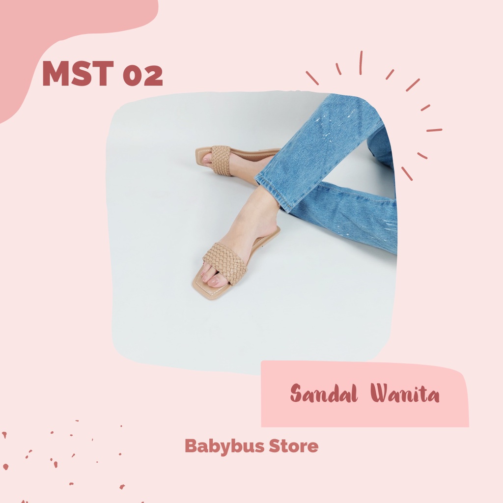 BBS MST 02 Sandal Teplek / Flat Kepang Wanita Impor Murah