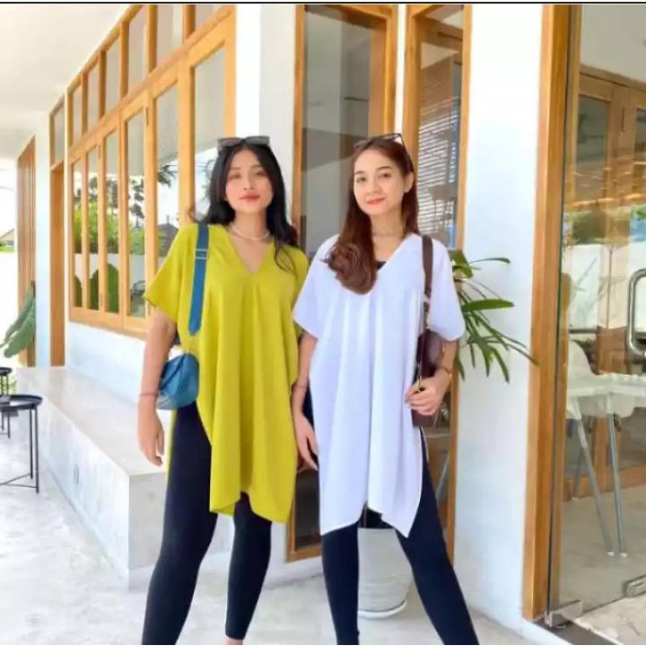 BISA COD - Miwa long dress baju atasan polos wanita kekinian