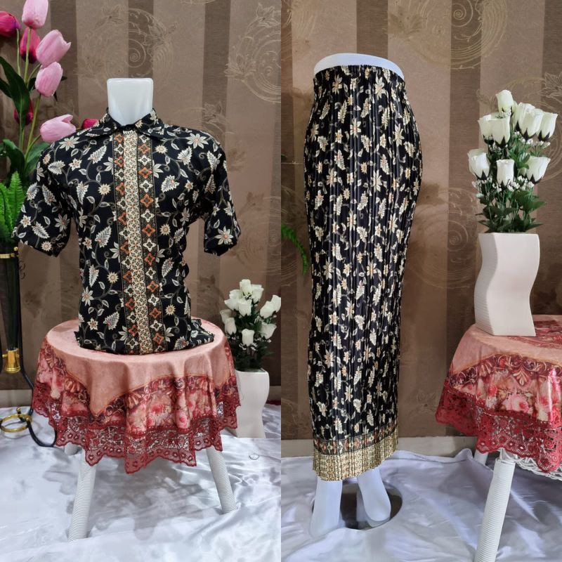 BATIK COUPLE/KEMEJA BATIK COUPLE/BATIK COUPLE LENGAN PENDEK/ROK PLISKET COUPLE/SET ROK TERBARU/SET COUPLE KONDANGAN