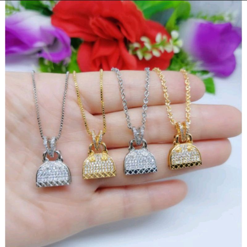 set kalung + liontin tas xuping permata lapis emas