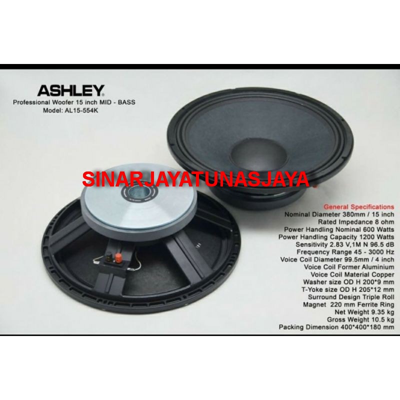 SPEAKER COMPONENT ASHLEY AL15 54K ORIGINAL AL1554K 15 inch KOMPONEN