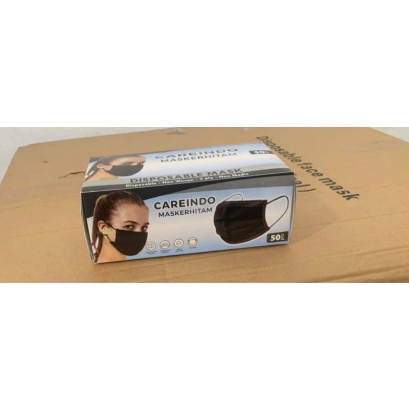 Masker Careindo face mask 1 box isi 50 pcs Warna hitam