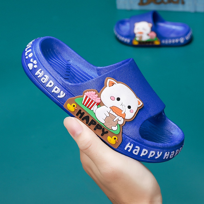 SA-L Sendal / Sandal Anak Eva Lembut Karakter Happy Cat Non Slip 0821