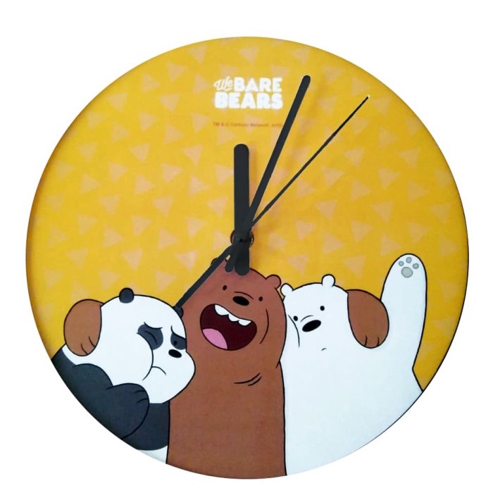 

We Bare Bears Round Clock / Jam Dinding (Yellow)