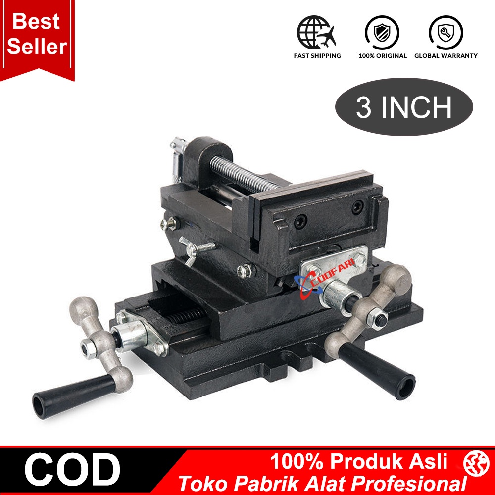 COOFARI 3&quot; CROSS 75 mm Catok 3 Inch Vise Bench Penjepit Tanggem Meja Silang