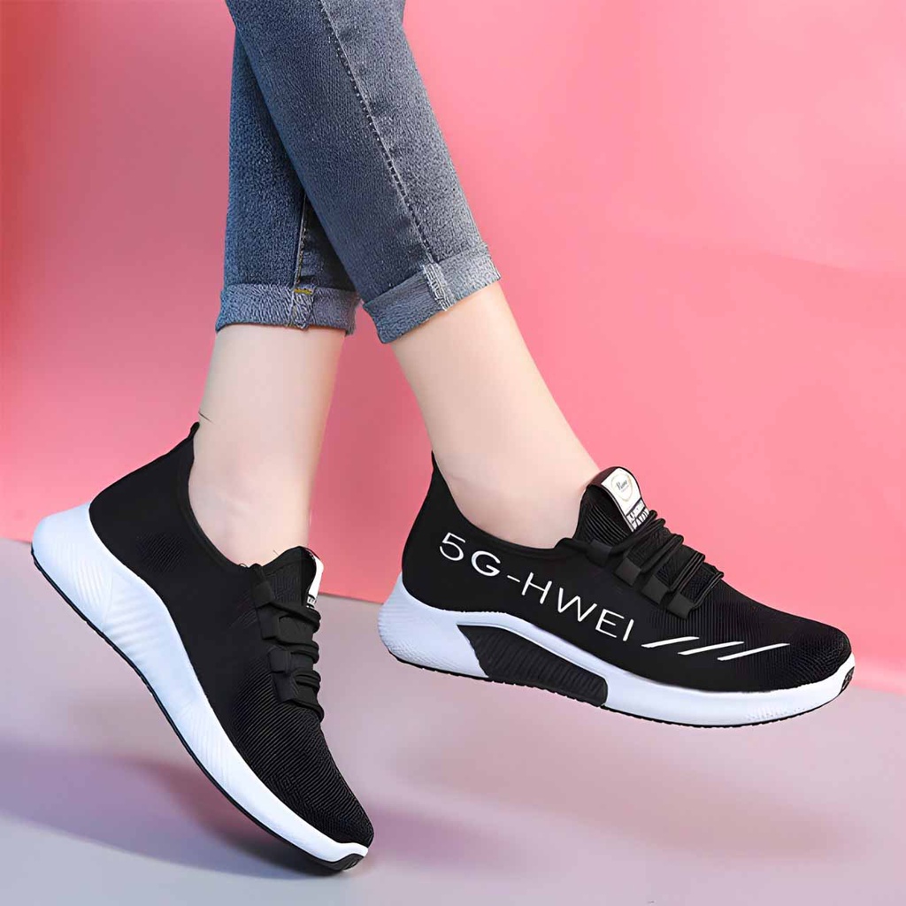 Sneakers Casual Sport Running Fashion Wanita Terbaru Design Bertekstur 8062