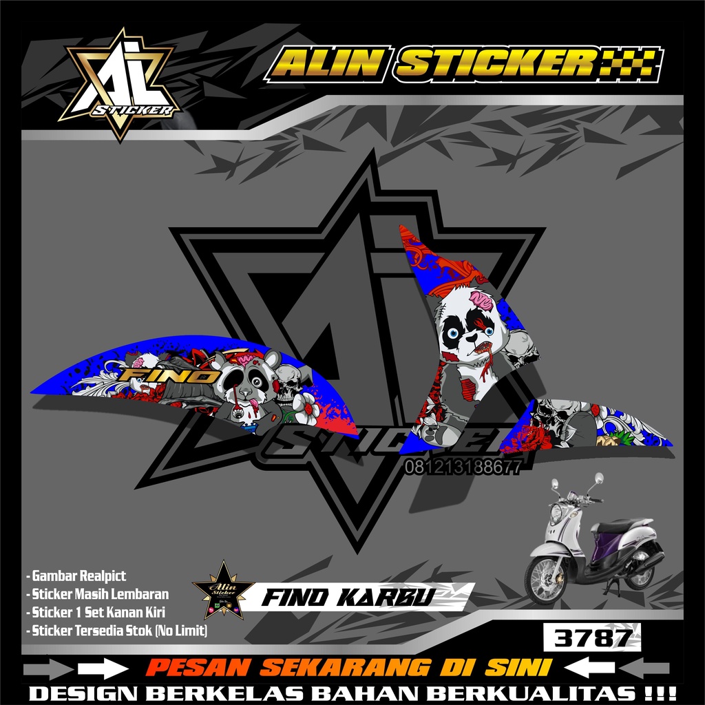 3787 STICKER STRIPING YAMAHA FINO KARBU VARIASI LIST ZOMBIE PANDA