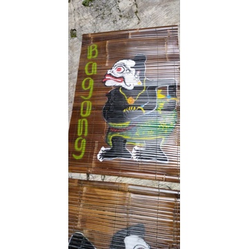 Tirai bambu motif wayang L80cm T120 lcm cocok buat pajangan dinding