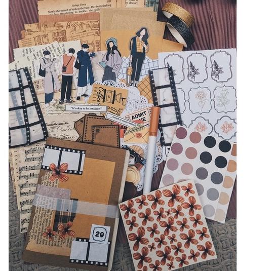 

[KODE PRODUK GVTVU9994] Journal kit lengkap journaling kit vintage untuk bullet journaling sticker lucu scrapbook notebook