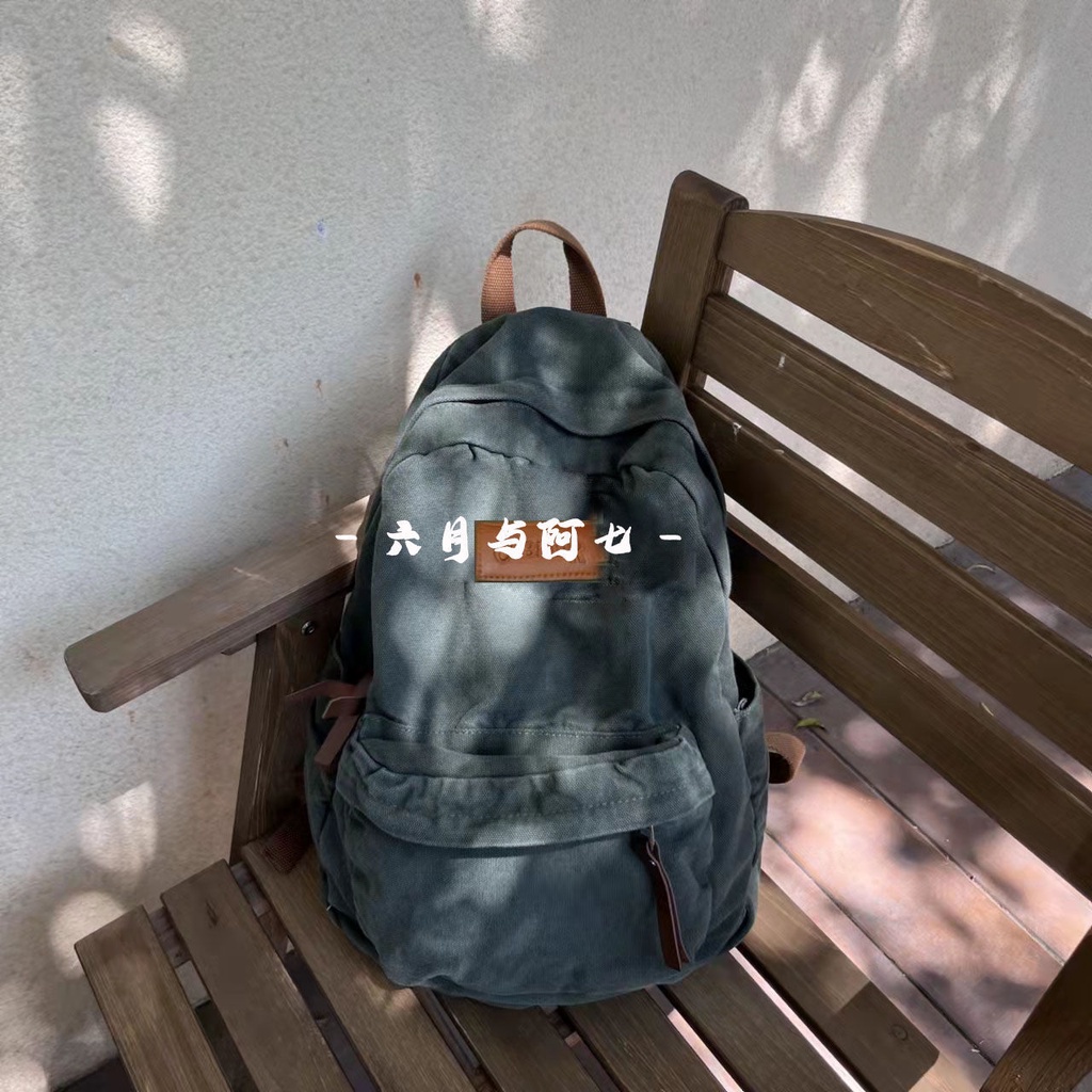 ✒Sera Sera American retro tas sekolah pria dan wanita bisa menjadi angin malas ransel mahasiswa ransel dicuci kanvas mahasiswa ransel tahan lama