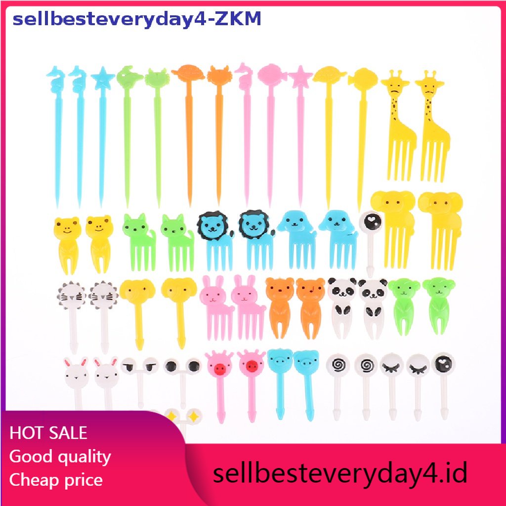 52pcs Garpu Buah Dessert Mini Desain Kartun Hewan Untuk Dekorasi Pesta Anak