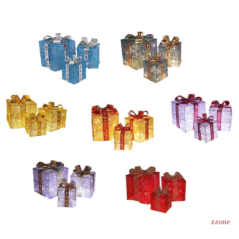 3 PCS Ornamen Kotak Lampu Atmosfir Pohon Natal Untuk Anak / Dewasa