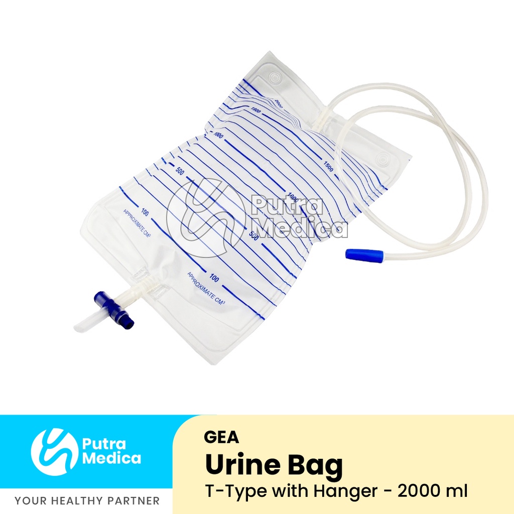 Gea Urine Bag Tipe-T dengan Gantungan - 1 Pc / Kantong Urin Plastik / Drainage Bag
