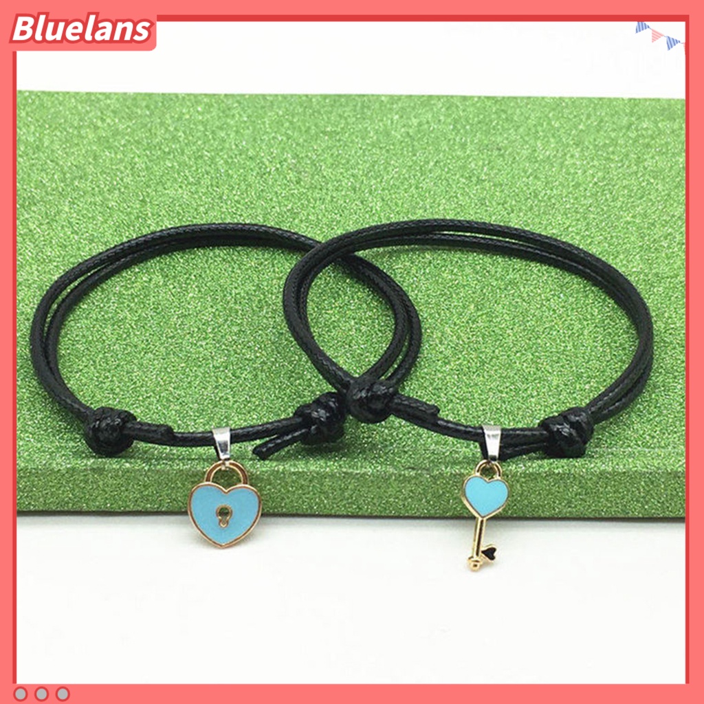 Bluelans 1pc Gelang Rantai Liontin Kunci Hati Untuk Pasangan