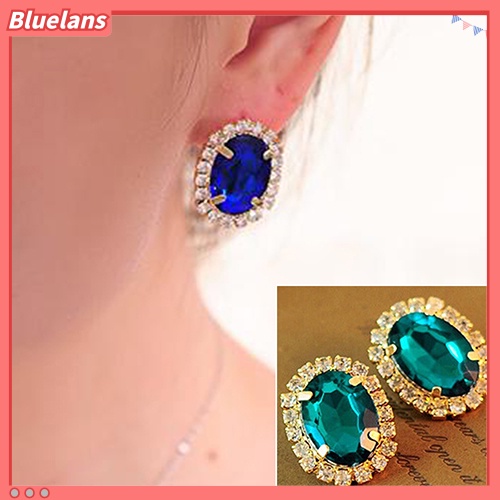 Bluelans Anting Tusuk Gantung Wanita Hias Berlian Imitasi Gaya Istana Untuk Hadiah