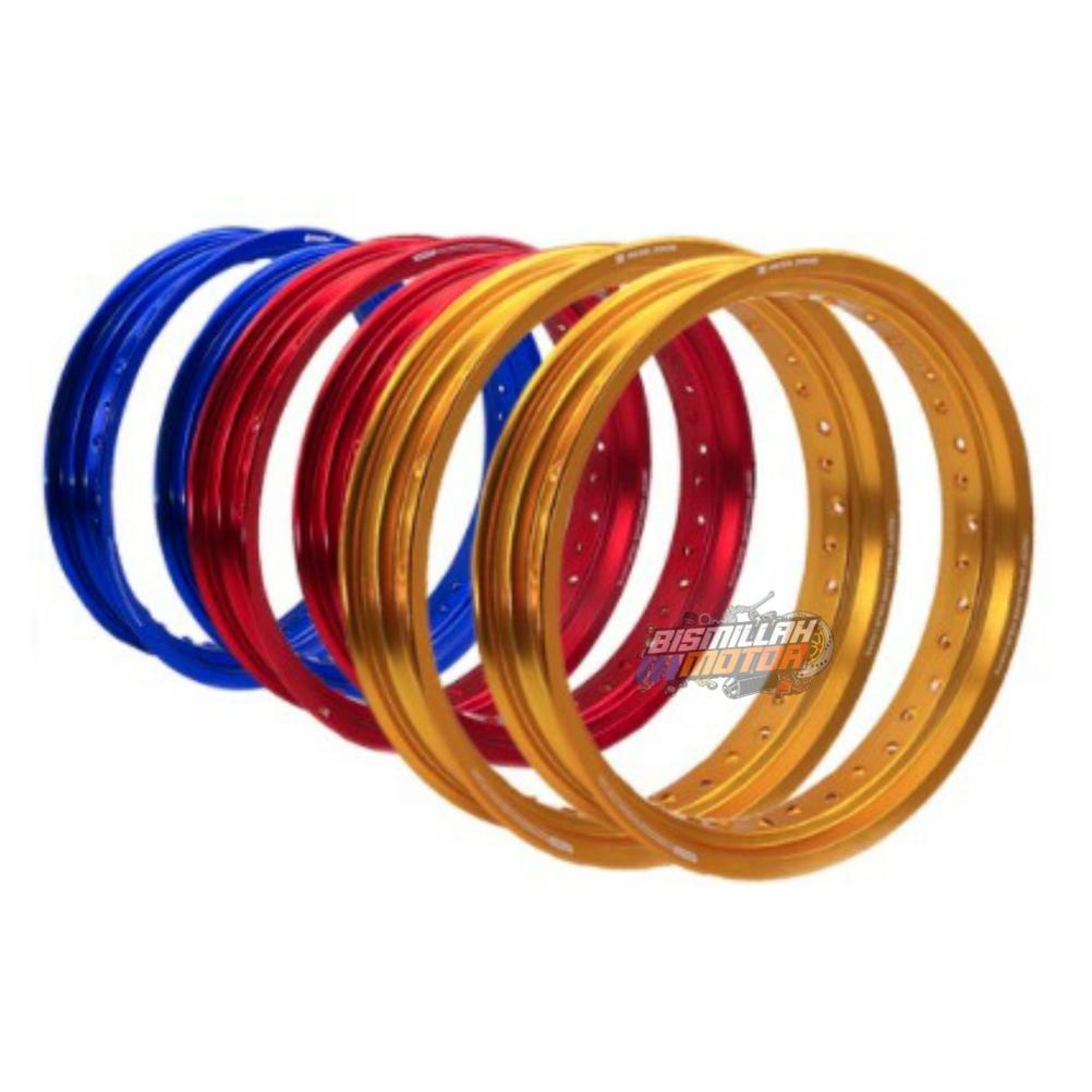 VELG SET SCARLET SUPERMOTO 250 300 RING 17 H36 BIRU GOLD HIJAU HITAM OREN MERAH SILVER TITANIUM UNGU