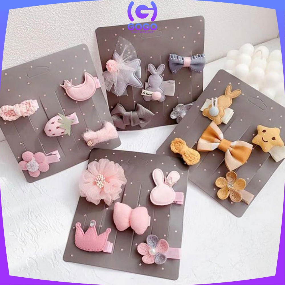 GOGO-C319 Jepitan Rambut Korea Anak Set 5 IN 1 / Jepit Rambut Anak Perempuan / Hair Pin Klip Rambut / Korean Hair Clip