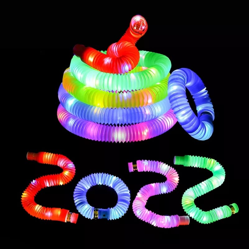 Mainan Anak Light Up Pop Pipes LED / Fidget Pop Tubes Sensory Toys / Mainan Kreasi Selang Pipa Anak / Mainan Kreativitas Anak