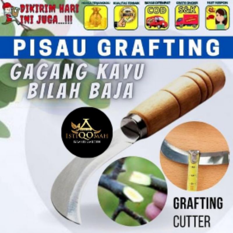 Pisau Grafting Tajam Okulasi sambung batang tanaman Gagang KayuSet Pisau Ukir Seni untuk Tanaman, Al