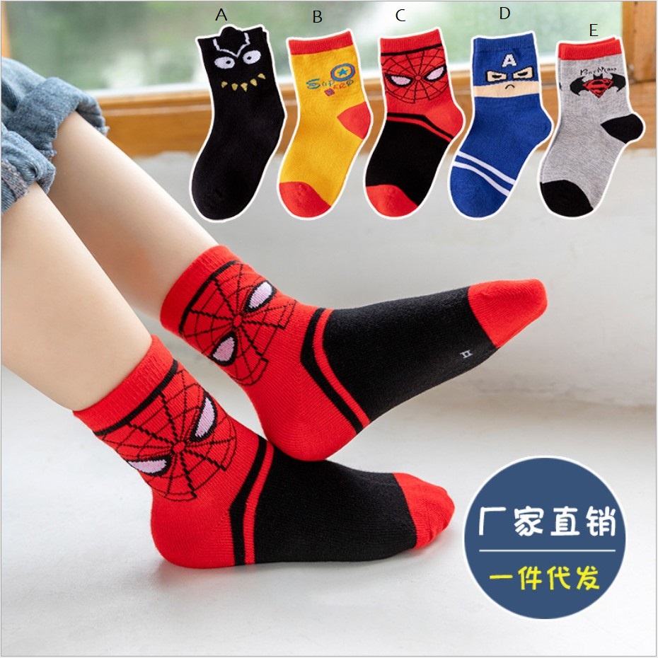 Chubby Glory SC2122 Kaos kaki anak motif karakter Spiderman ukuran PAUD /TK &amp; SD kaos kaki anak laki laki perempuan bahan bagus termurah kaki anak 1-12tahun Import Kaos Kaki Anak Lucu