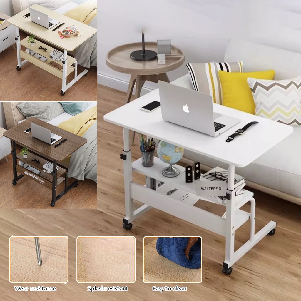 TaffHOME Meja + Rak Buku 60x40cm Adjustable Portable Laptop Desk Tiga Tingkat Portable Adjustable Li