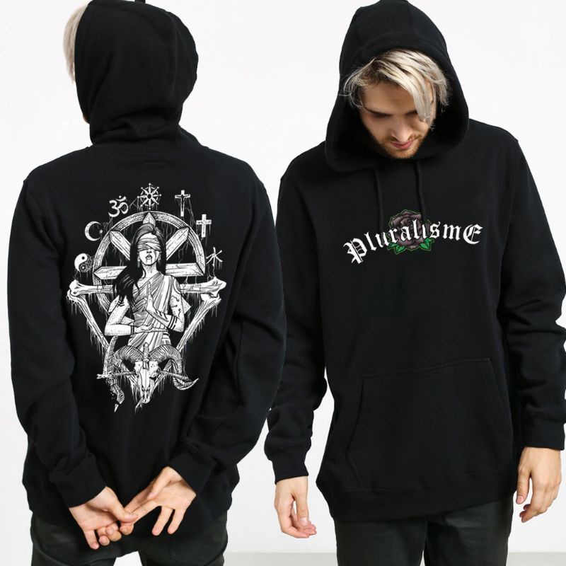 Jaket sweater hoodie hodie pluralisme membunuh baphomet toleransi agama pria dewasa murah tebal cott