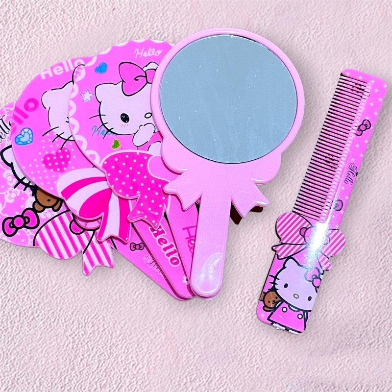 ( PER SET ) KACA DAN SISIR GAGANG SET CERMIN MAKE UP SET KARAKTER / SISIR DAN KACA TRAVELLING