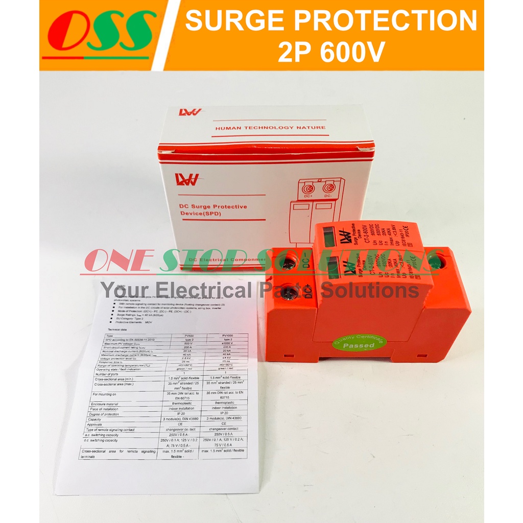 Surge Protection Device Arrest Surge Protector SPD DC 2P 600V