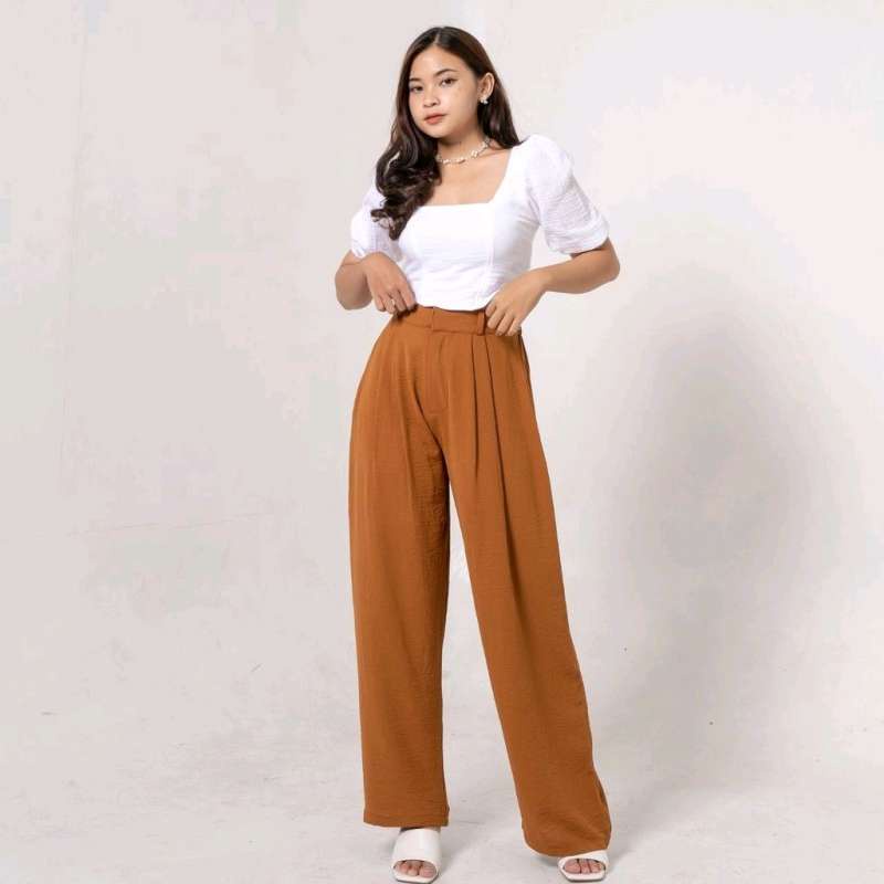 LOOSE PANTS KULOT CRINCLE HIGHWAIST THOFU PANTS