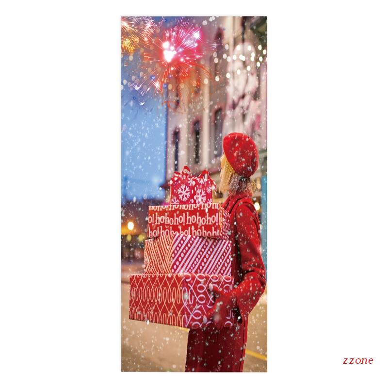 Zzz 2pcs / set Stiker Dinding / Pintu / Kulkas Anti Air Motif Wanita Tema Natal Untuk Dekorasi Rumah