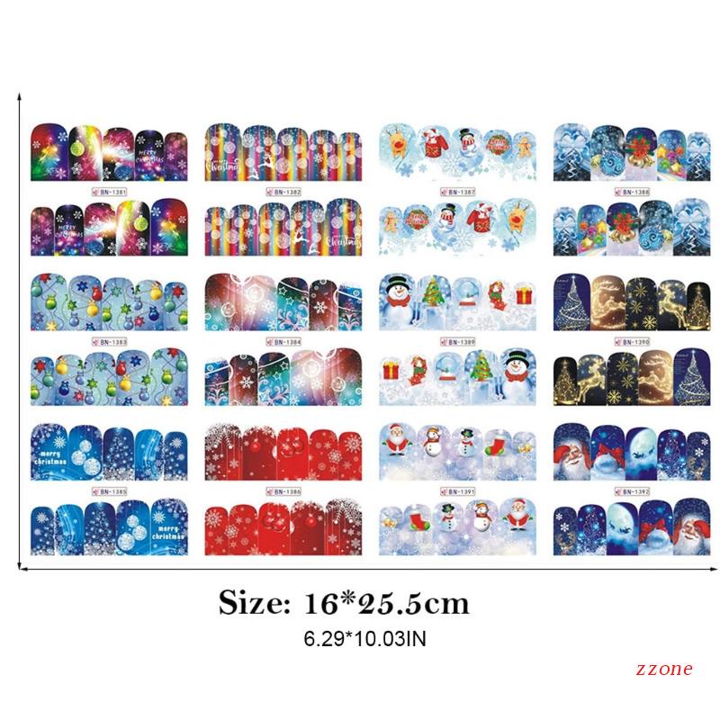 Zzz Stiker Kuku Motif Natal 3D Untuk Dekorasi Nail Art