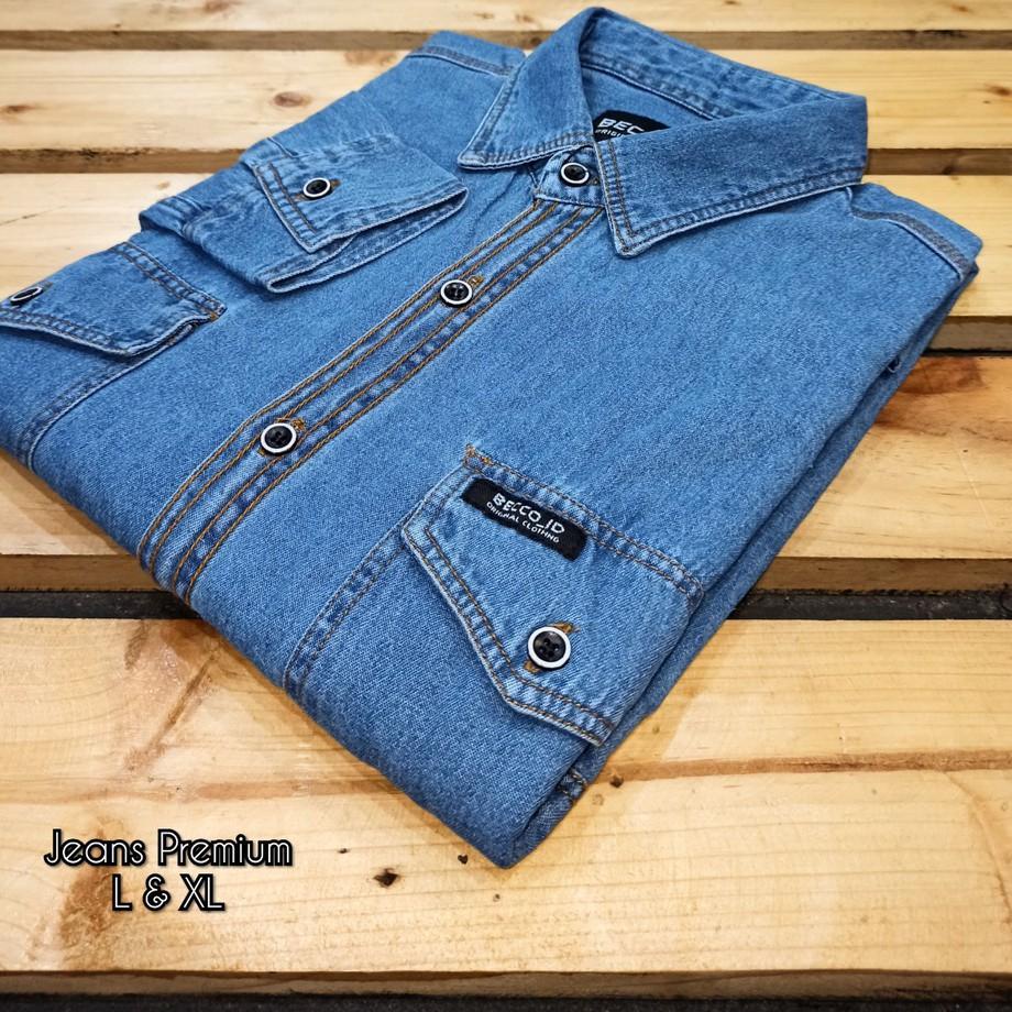 Langsung Order Produk unggulan kemeja jeans pria lengan panjang kemeja Levis lengan panjang Baju kem