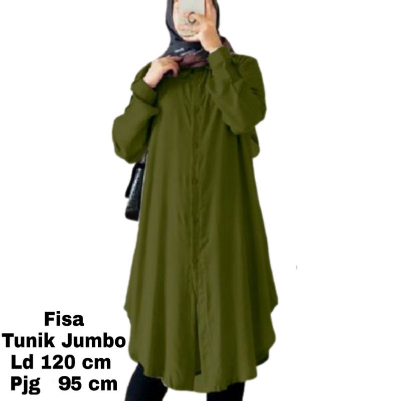 Tunik wanita Jumbo Polos XXL LD 120 Cm Terbaru 2023 Busui Bahan Moscrepe . Atasan Wanita Oversize Viral Baju Kemeja Tunik Cewek Dewasa Big Size Kekinian Murah Fisa