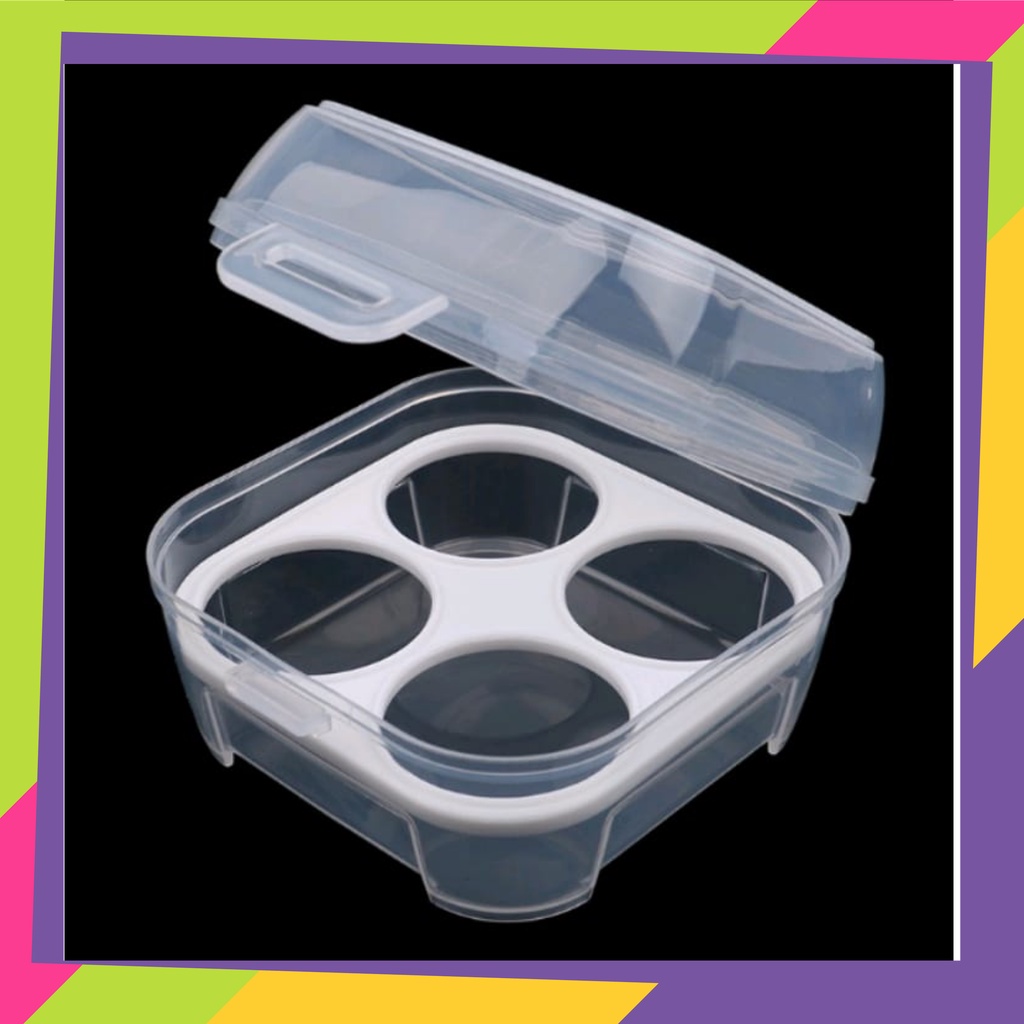 1818 / Kotak penyimpanan spons blender foundation 4 grid warna transparan